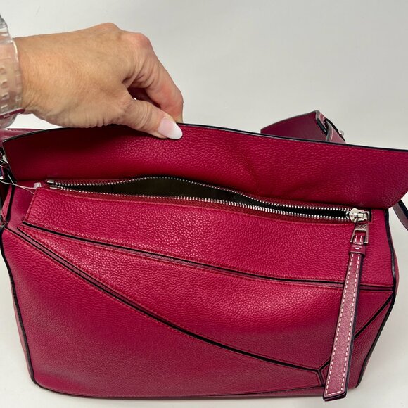 Loewe Small Puzzle Bag Raspberry Pink Leather with Dust Bag **SOLD** - Picture 9 of 17